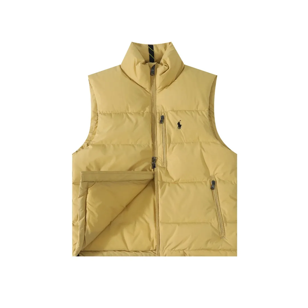 P490 #R51 Ralph Lauren winter new style for men and women, classic small logo waterproof pure down vest sleeveless official item number: RL14255 Full set of customized accessories, details determine success or failure.  - Accessories: Original hangtag, washed label + electroplated YK zipper logo, customized Laval Lauren zipper, full set of accessories - Same style for men and women. Color: Khaki, green, navy, black. Size: S M L